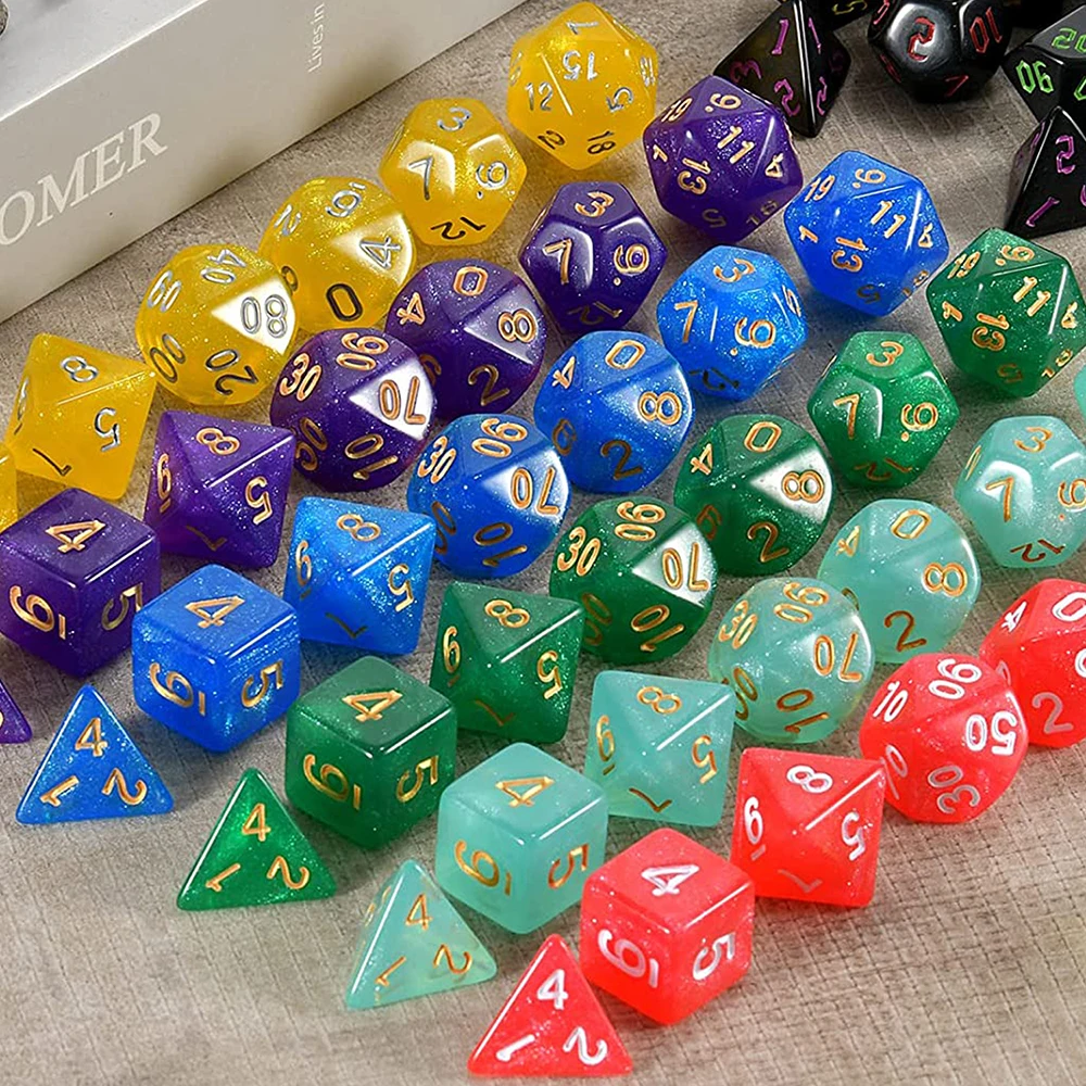 105/70/49/21/7Pcs Starry Sky DND Dice Set Galaxy Polyhedral D&D D4 D6 D8 D10 D12 D20 Random Multi Colored Table Game  RPG