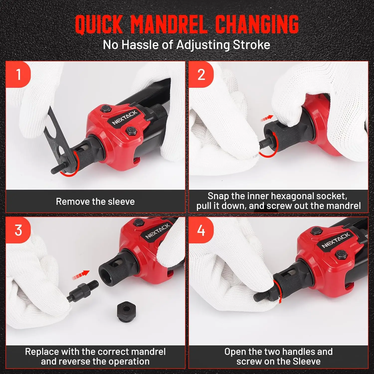 Heavy Duty Rivnut Tool Kit with Step Drill Bit, 120 Nutserts & 8 Mandrels for M5-M10 & SAE Sizes in Rugged Case