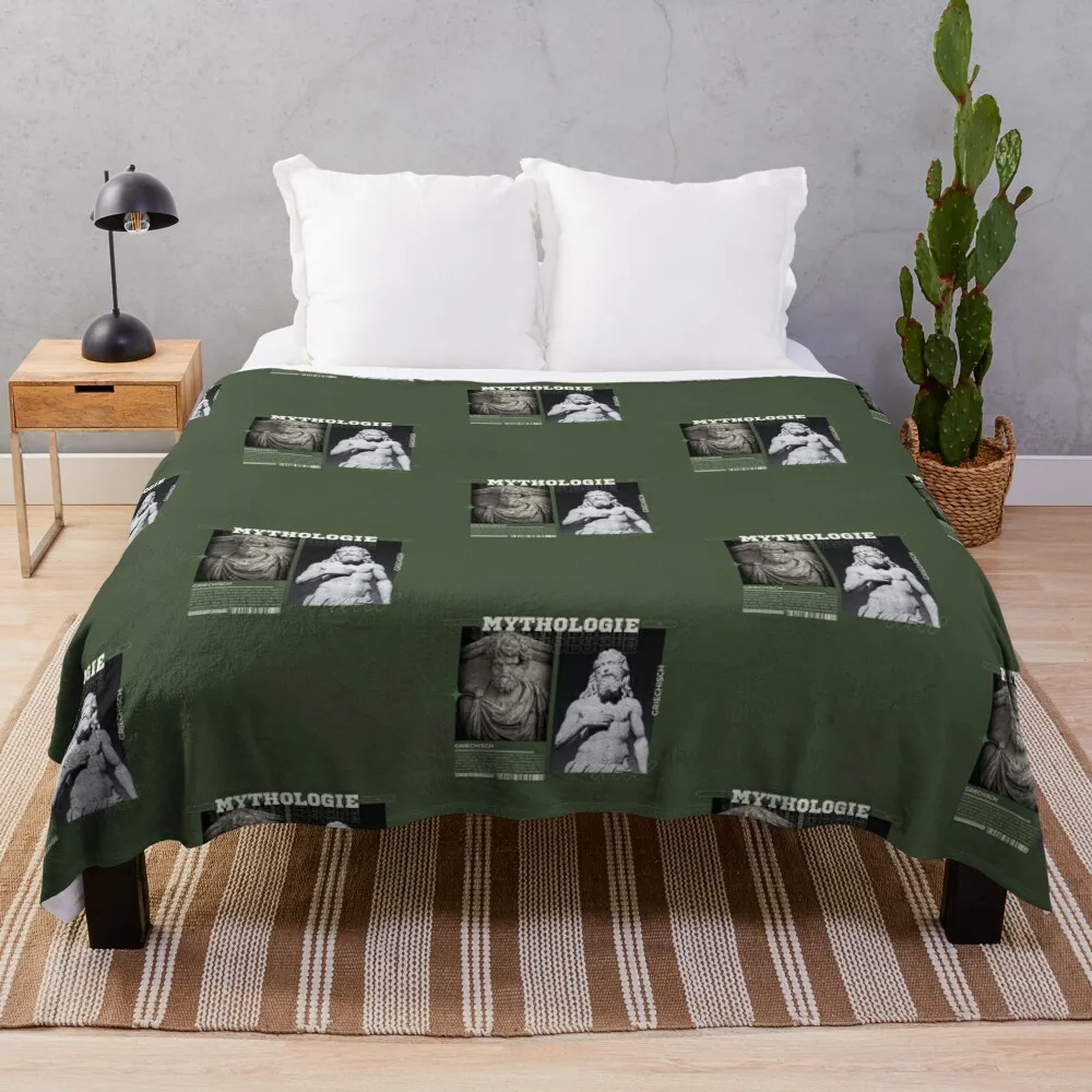 

Mythologie Statue Illustration Green Background Throw Blanket Fashion Sofas Soft Plush Plaid Blankets