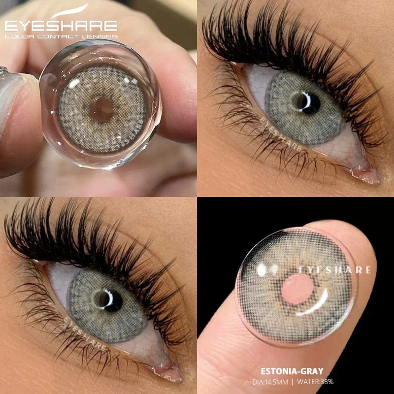 Lentes de contacto de colores EYESHARE, 1 par de lentes grises para alumnos, lentes azules, lentes de colores de moda para ojos, lentes marrones, desechables anuales