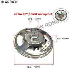 2 pçs/lote Novo alto-falante ultrafino à prova d'água 4 ohms 5 watts 5W 4R alto-falante Diâmetro 76MM 7.6CM espessura 16.8MM