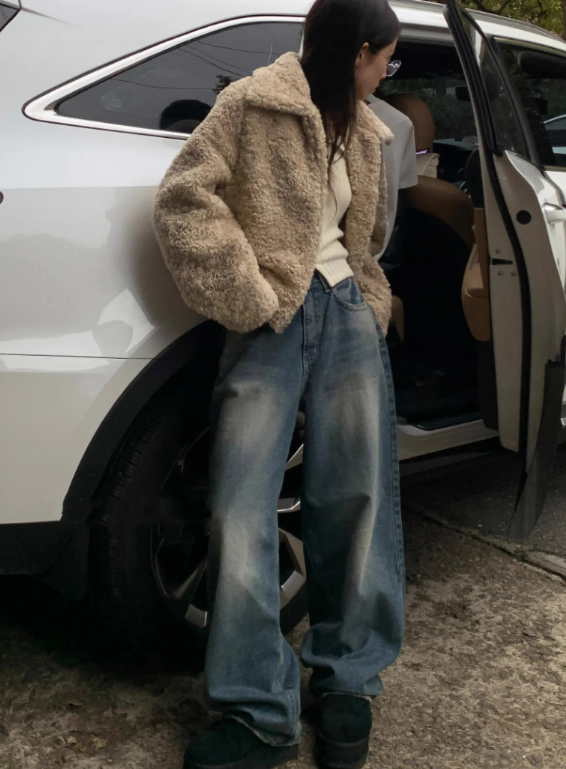 

Широкие джинсы с высокой талией и широкими штанинами, женские длинные брюки премиум-класса с ретро-дизайном Wa и эффектом похудения