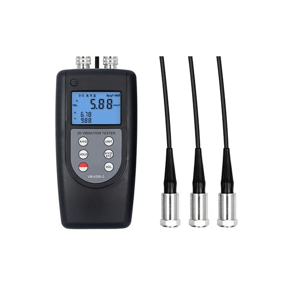 Digital Vibration Analyser VM-6380-3 Motor Vibration Meter 10Hz to 10kHz Measures Velocity, Acceleration and Displacement