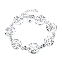 New wedding 925 sterling silver bracelet beautiful Tree flowers for women classic fashion jewelry wholesale 20CM Noble