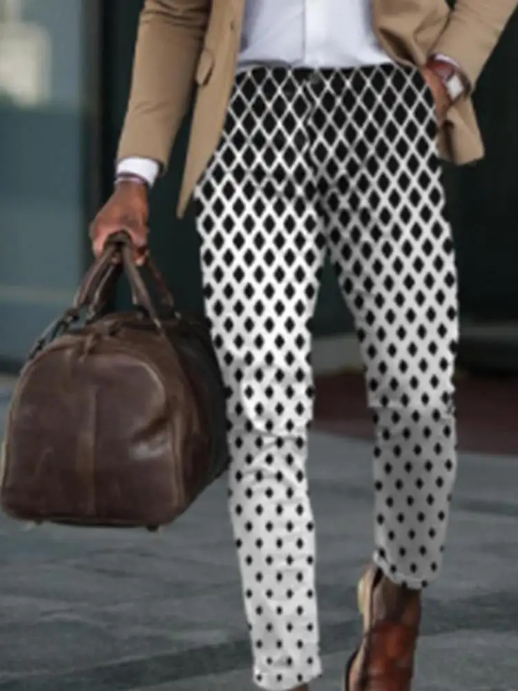 

Универсальные повседневные мужские брюки в клетку, универсальные брюки для отдыха, облегающие брюки-карго, удобные молодежные брюки на молнии