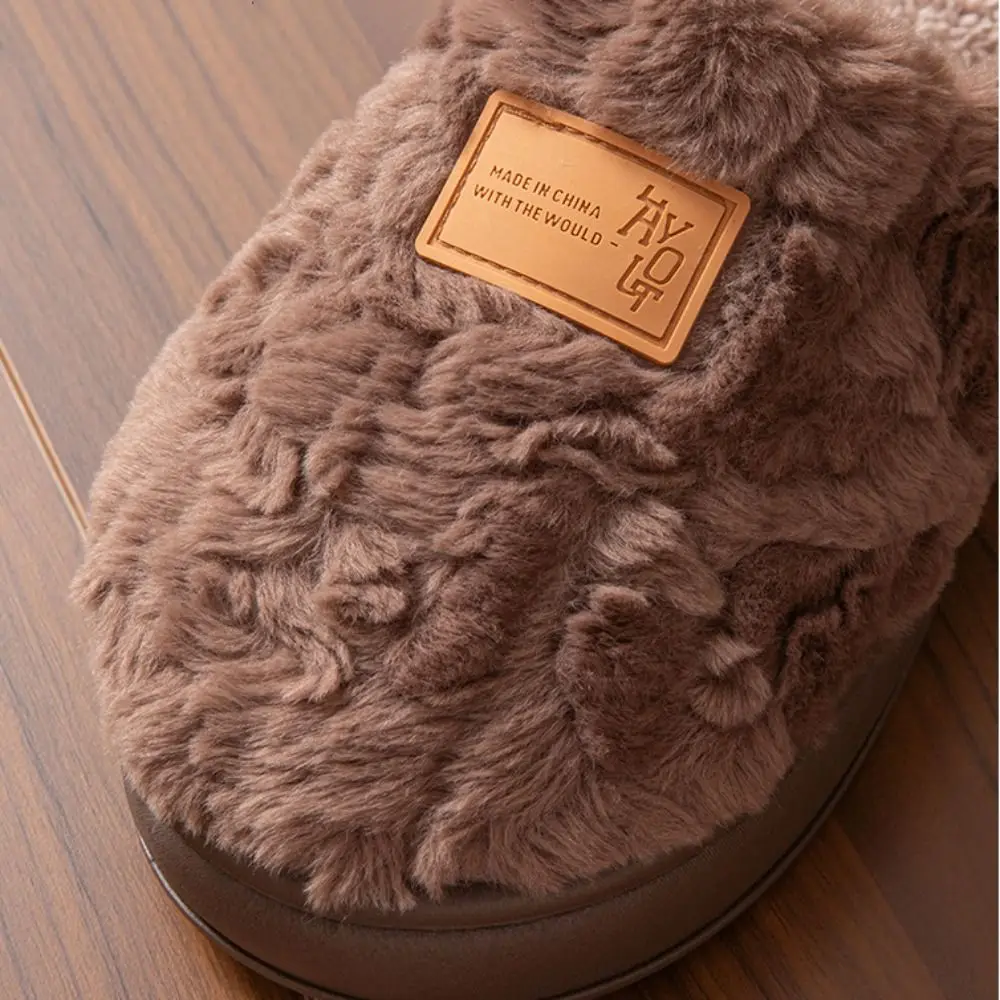 New Furry Slippers Cotton Keep Warm House Slides Non-slip Indoor Slides Winter
