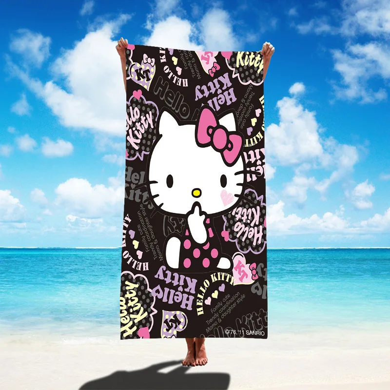 Hello Kitty Sanrio Towel Melody Boy Girl Blanket Cartoon Bath Towel Cotton Children Beach Big Wrapped Towel Cover Blanket