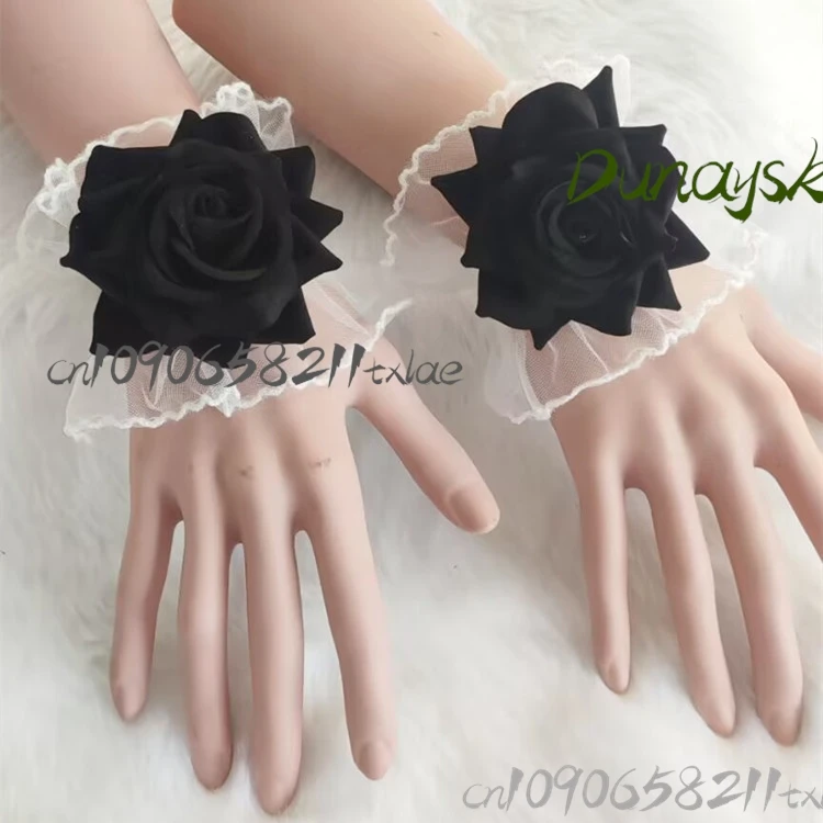 Punhos de pulso Lolita – Acessórios de mão elegantes com flores de renda, meninas doces (finetes de manga vintage, blusa romântica, enfeites de vestido