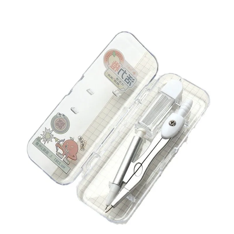 2Sets Compass Set Vitality Orange Student 2B Automatic Pencil Box Compass 2-piece Set of Tools protractor set  mathematics