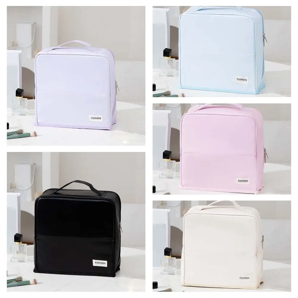 حقيبة مكياج عمودية ثابتة من البولي يوريثان، سعة كبيرة، مضادة للرذاذ المائي، حقيبة أدوات الزينة للسفر، مقاومة للاهتراء، سميكة #5