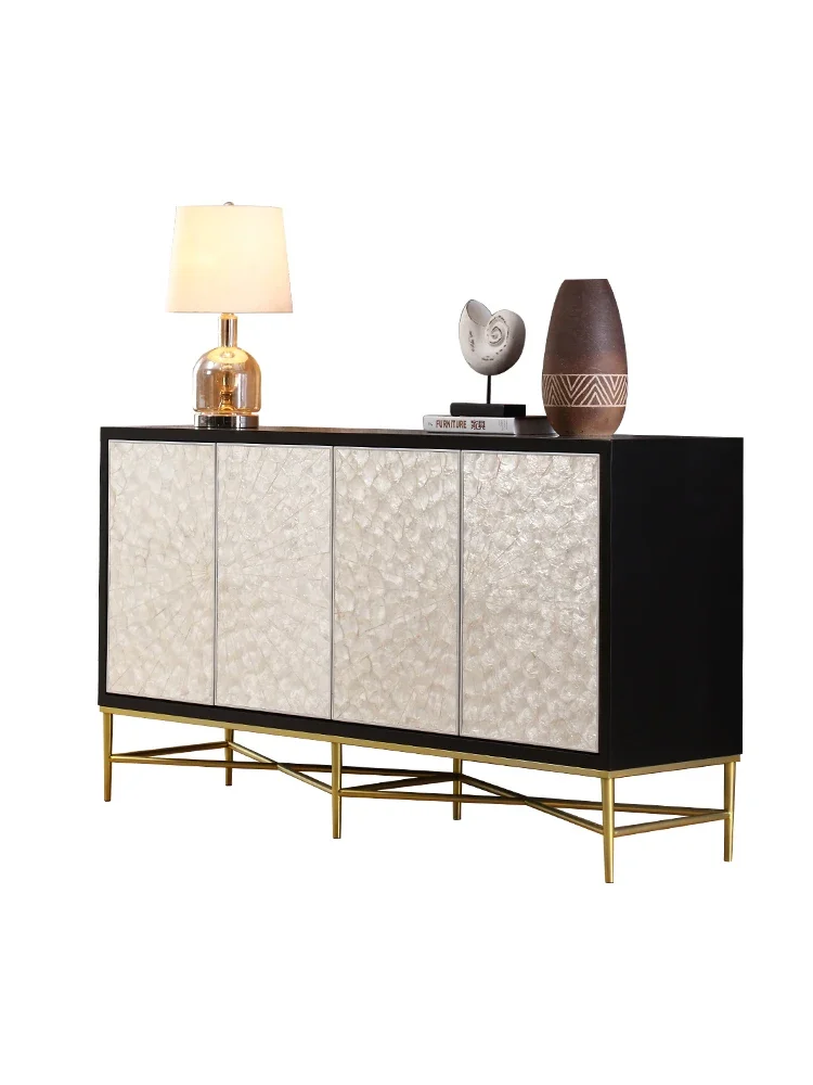 

Sideboard Cabinet Black European Style Shell Decoration Foyer Hallway Entrance Cabinet