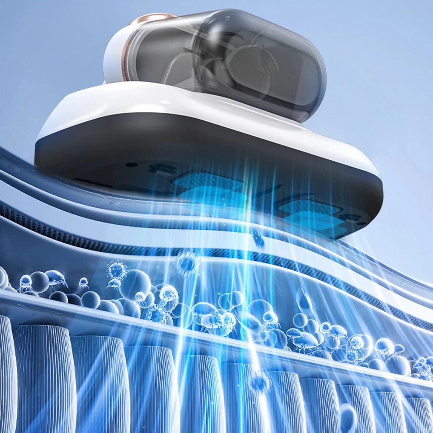 Беспроводной пылесос для матраса с всасывающим УФ-светом 8 кПа и HEPA-фильтром для чистки подушек, диванов, ковров, волос домашних животных