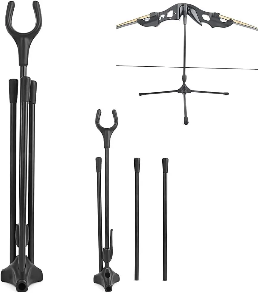 

1pc Black Recurve Bow Stand Detachable Portable Foldable for Archery Outdoor Sports Shooting Hunting Bow Holder Accessories