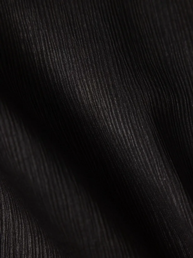 Black Vertical Pattern New Chinese Style Elastic Waist 100% Natural Mulberry Silk Gambiered Guangdong Gauze Women's Casual Pants