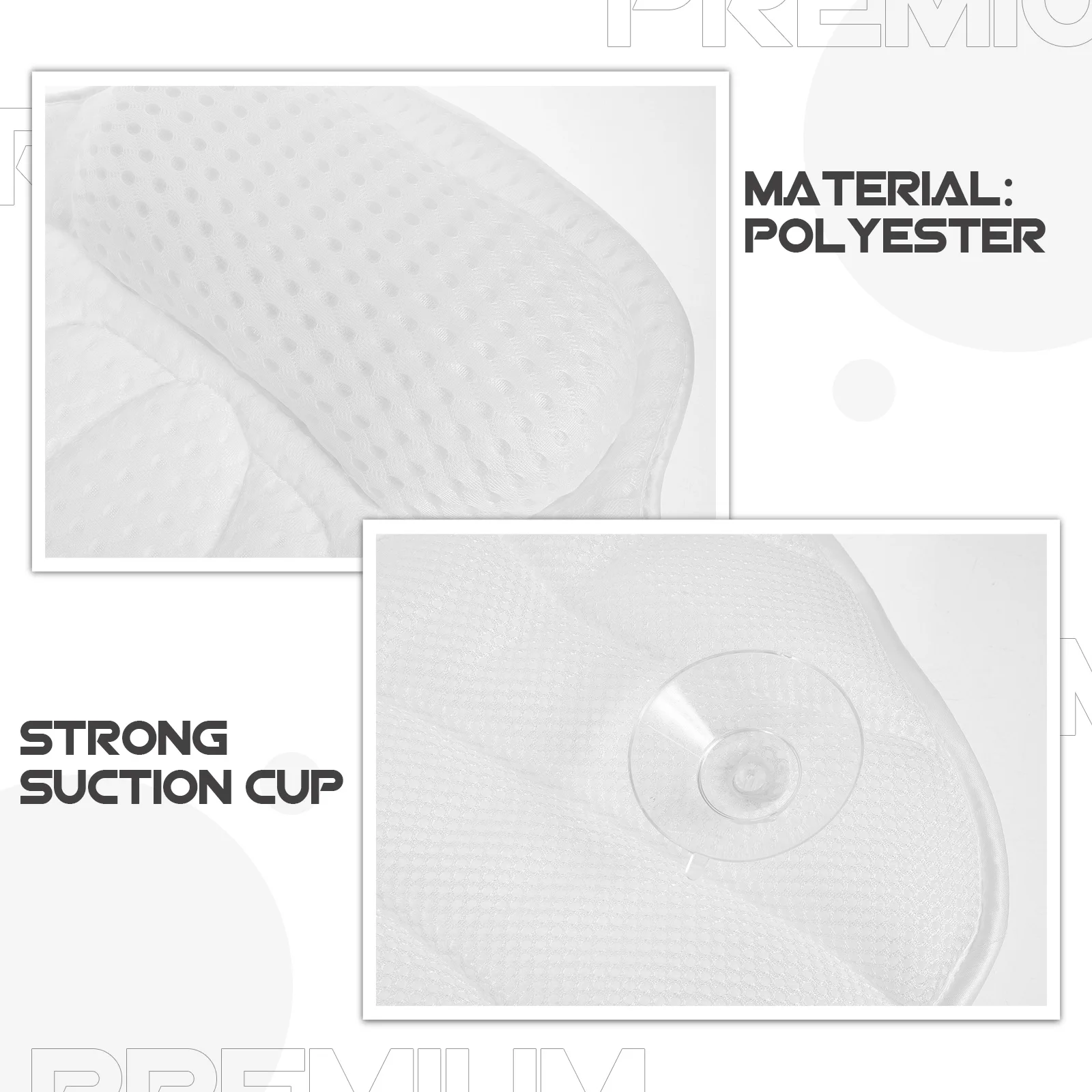 

Washable Bathtub Pillow Suction Cup Bath Pillow for Tub Spa Hot Tub Neck Support Minimalist Design Bathroom Decor