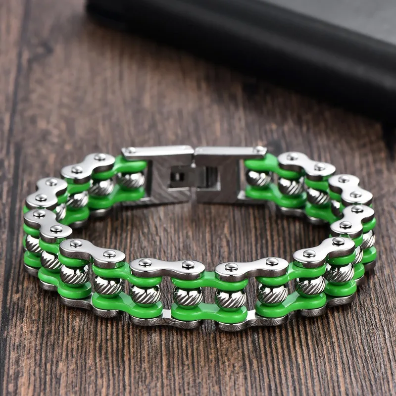 

Trendy Biker Chain Rock Style Bicycle Bracelet, Men's Hip Hop Stainless Steel Bracelet, European American Fashion Jewelry