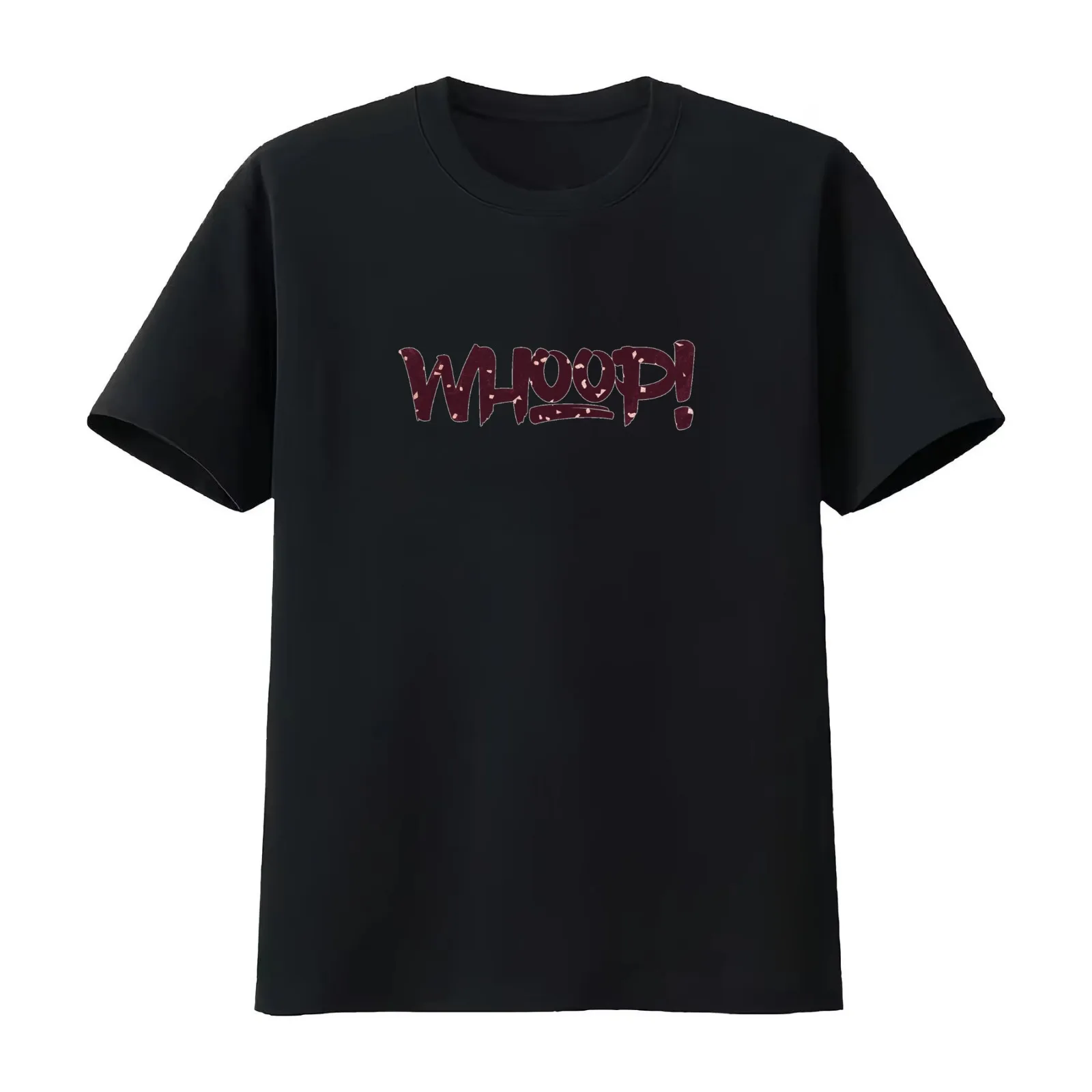 WHOOP! Maroon and Gold Confetti T-Shirt Summer Casual Cotton Tee Oversized Streetwear Tops Vintage Graphic Print 100% Cotton