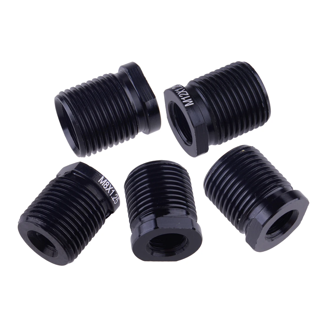 Car Gear Shift Knob Thread Adapter Nut Insert Kit M8x1.25 M10x1.5 M10x1.25 M12x1.25 M14x1.5 Black Aluminum Alloy