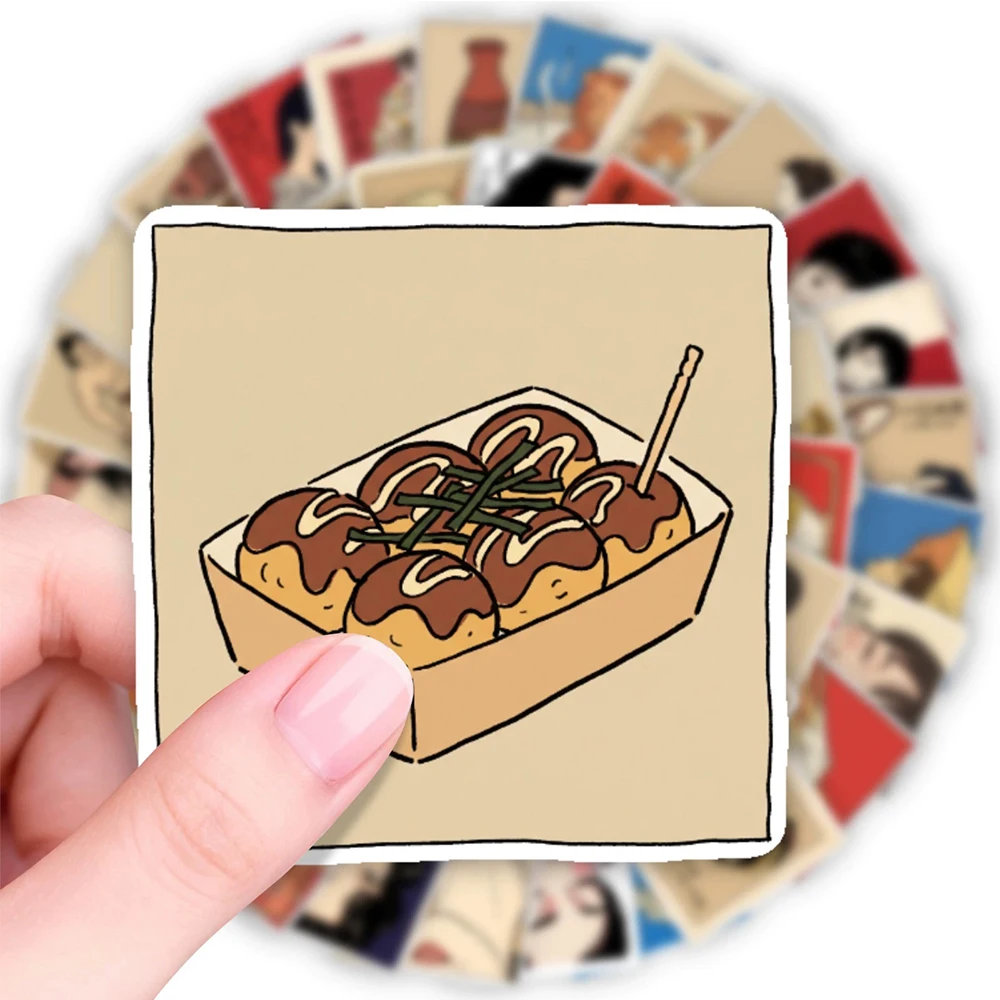 10/30/50pcs Japanese Style Vintage Kimono Culture Stickers Retro Aesthetic Cartoon Decals Vintage DIY Notebook Stationery