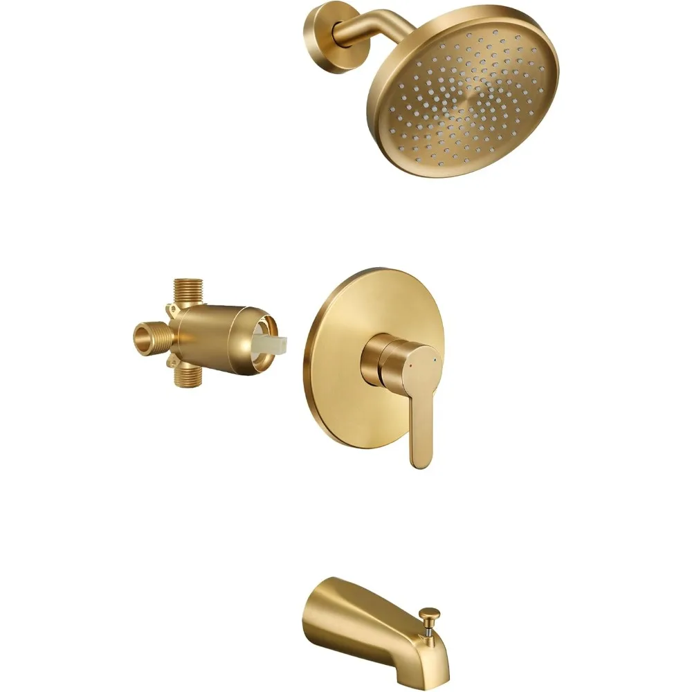 

Tohlar Gold Shower and Tub Faucet Set with 6-Inch Rain Shower Head, Combo Kit for Bath and Shower