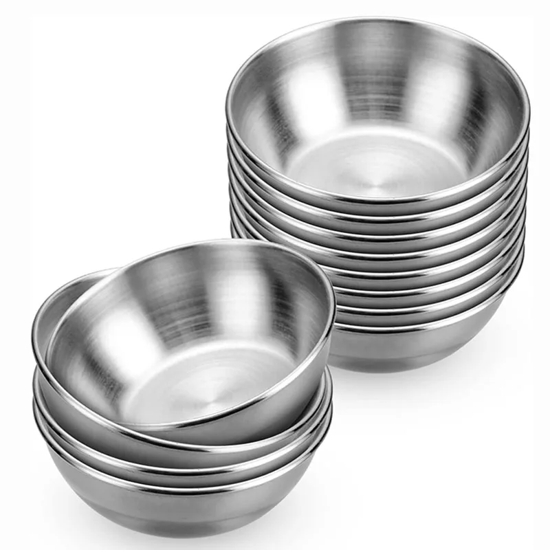 

12Pcs Sauce Dishes, 3.2 Inch Stainless Steel Round Condiment Cups Sushi Dipping Dish Bowl Saucers Mini Appetizer Plates