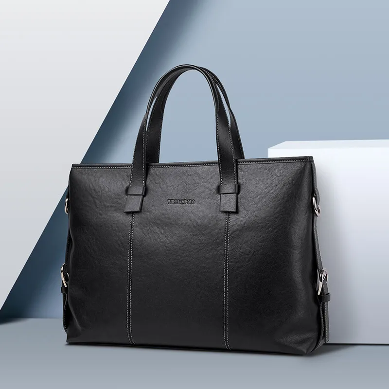 Genuine Leather Men's Briefcase Top Layer Cowhide Handheld Business Authentic Single Shoulder Crossbody Laptop Men Leather Bag