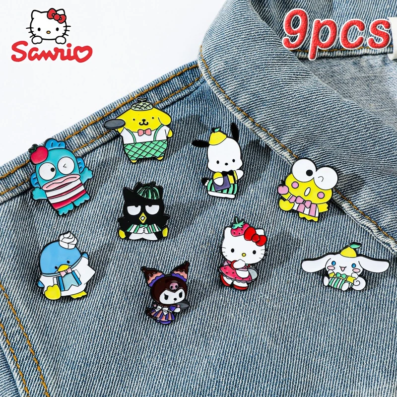 Sanrio Family Pins Anime Cute Hello Kitty Cinnamonroll My Melody Design Badge for Women Cartoon Metal Brooch Jewelry Gift