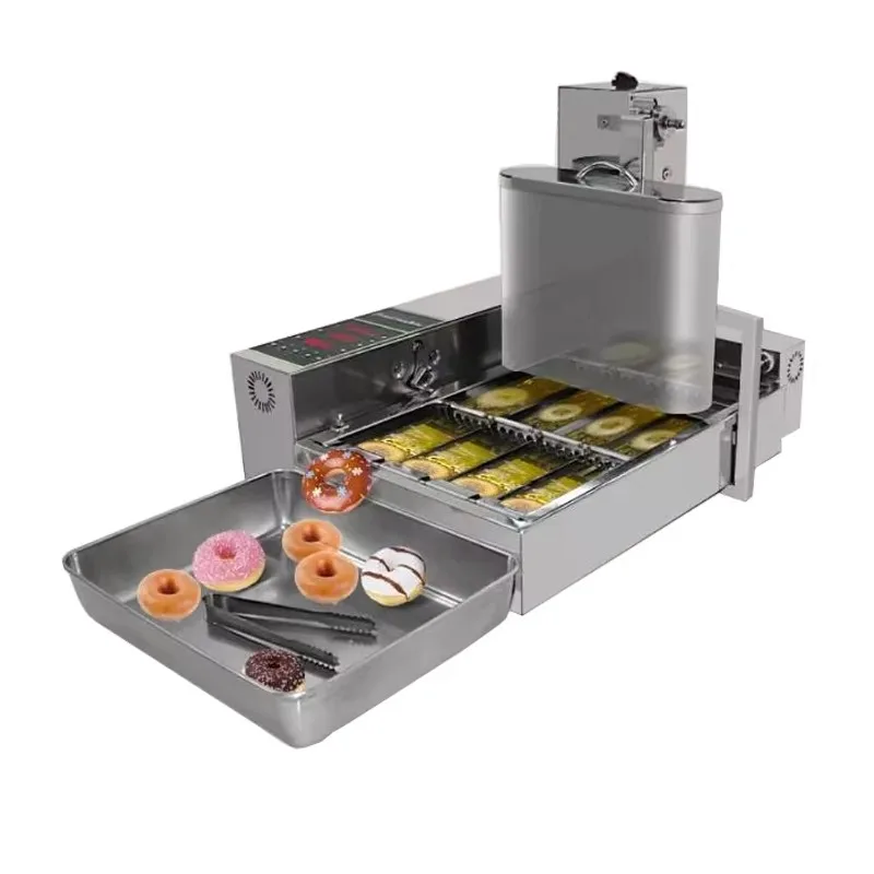 304 Stainless Steel 6 Row Large Output Automatic Donut Fryer Donut Making Machine