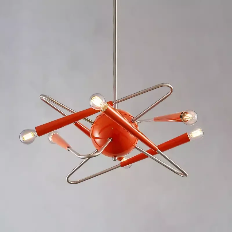 Designer Orange Chandelier Living Room Mid Century Lighting For Villa Dining Room Bedroom Shop Decor Art LED Sputnik Chandelier