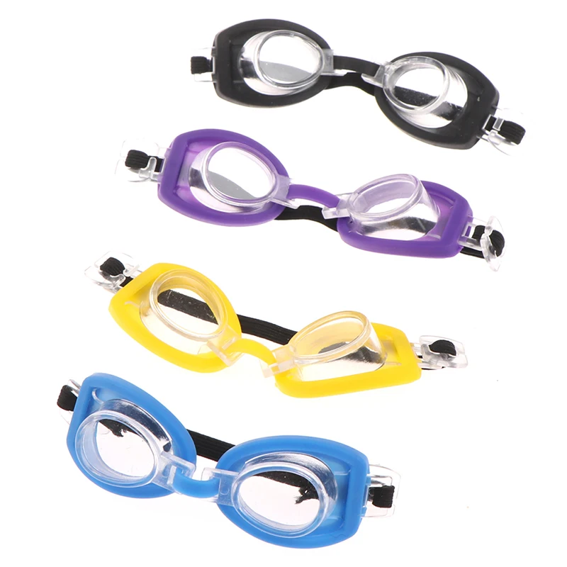 1/6 Mini Doll Swimming Goggles Toy DollHouse Plastic Sports Black Frame Glasses Miniature Diving Eyeglass Dolls Accessories