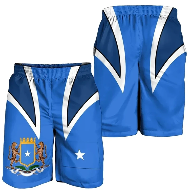 Africa Somalia Flag Map Graphic Short Pants For Men Clothes Casual Hawaiian Beach Shorts National Emblem Trunks Boy Trousers