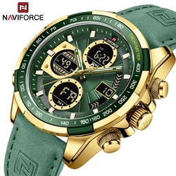 Nuevo Relojes originales NAVIFORCE de negocios de cuero de lujo para hombre, cronógrafo deportivo con alarma ​ Reloj para hombre Reloj de pulsera de cuarzo resistente al agua