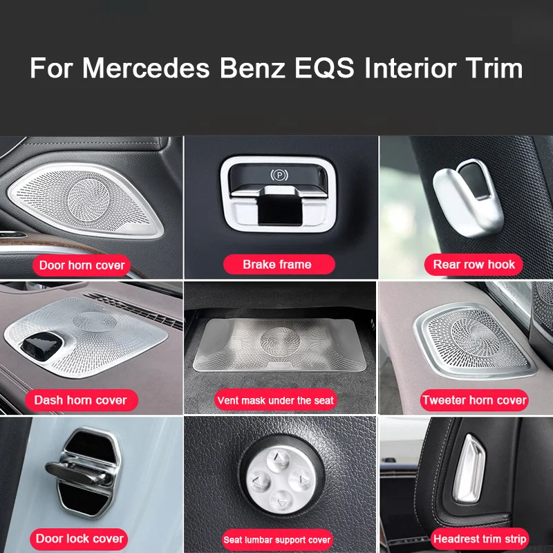 

For Mercedes Benz EQE V297 X296 2022 2023 2024 2025 2026 Car Door Horn Cover Dash Speaker Trim Buttons Patch Interior Accessory