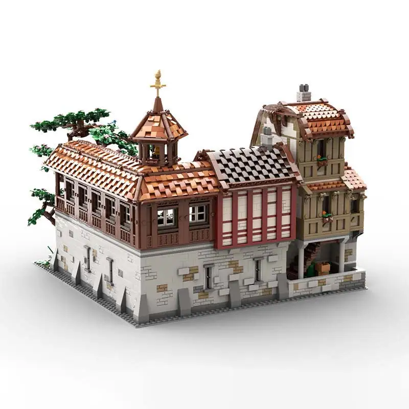 MOC-227299 Modulare Architektur Mittelalterliche Landwirte Markt Modell Bausteine Zusammengebaute Senior Ziegel Spielzeug Kinder Geschenke