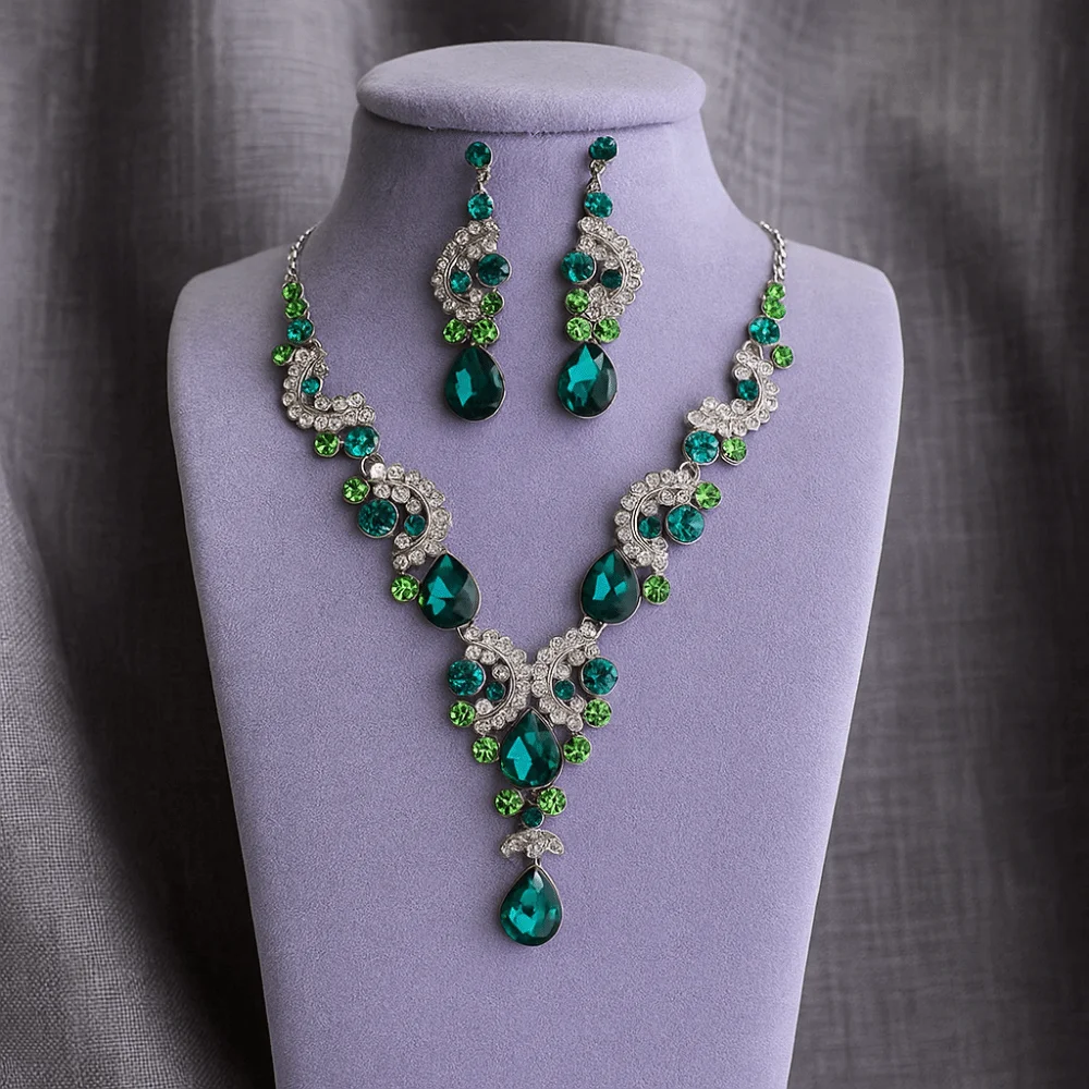 

Shiny Water Drop Bridal Jewelry Sets Dress Up Aesthetic Exquisite Jewelry Sets Sweet Charm Handmade Choker Necklace Earring Set