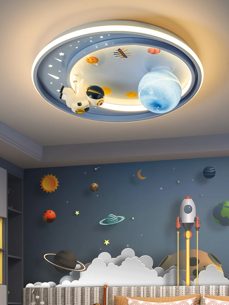 desenhos animados astronauta e astros planeta luz de teto lampada do teto de succao quarto de luz quarto de crianca 01