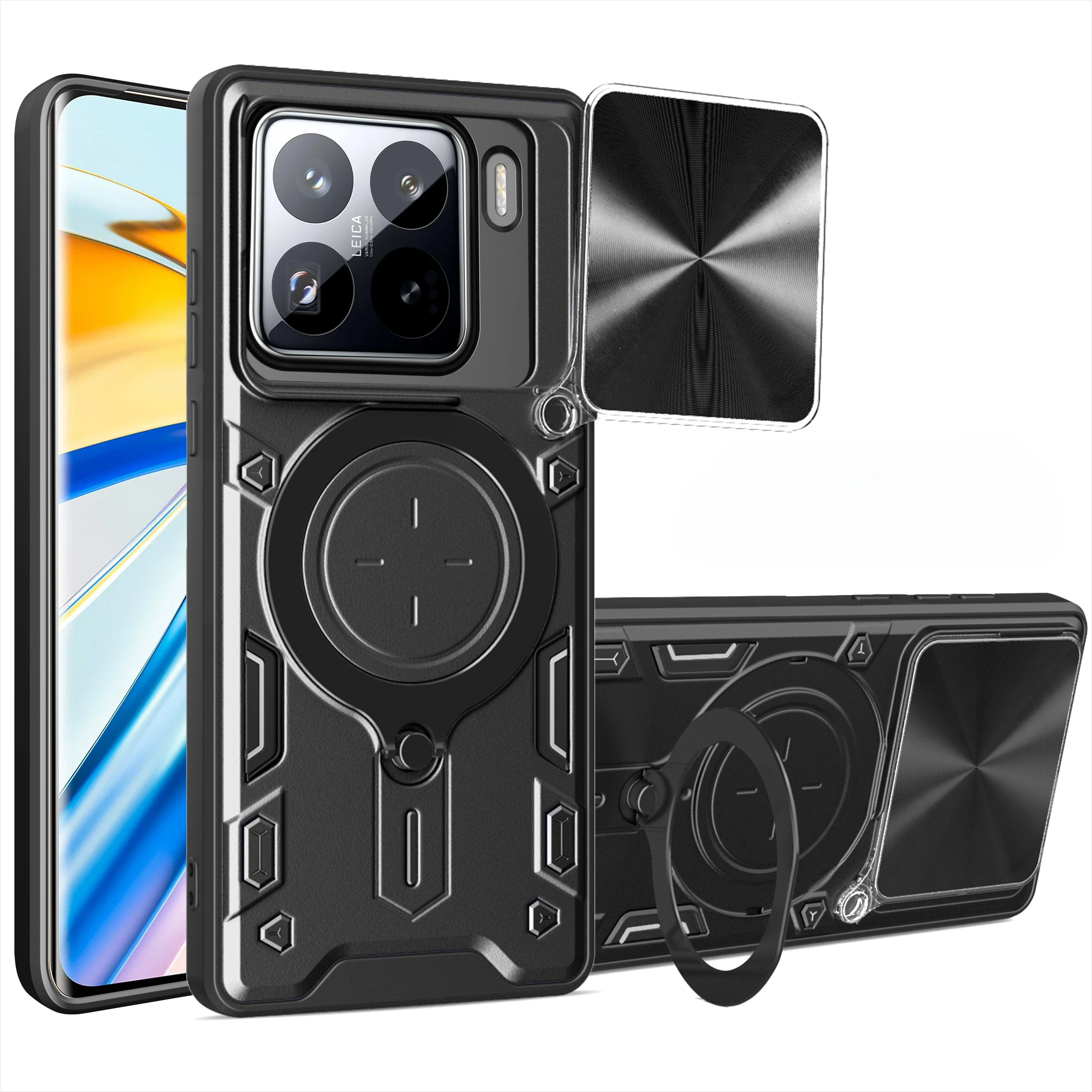 Folding Stand Holder Matte Cover Case for Xiaomi 15T Pro 5G 14T 13T 12T 11T Pro Xiao Mi 15t Mi15t Mobile Phone Bag