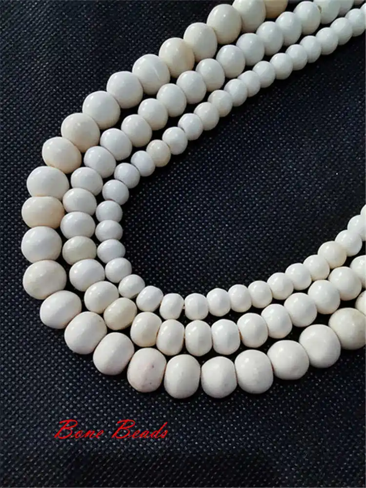 Tibet 108 Beads Real Ox Bone Prayer Mala Rosary 8mm 10mm 12mm Big Beads Necklace for Man BRO505