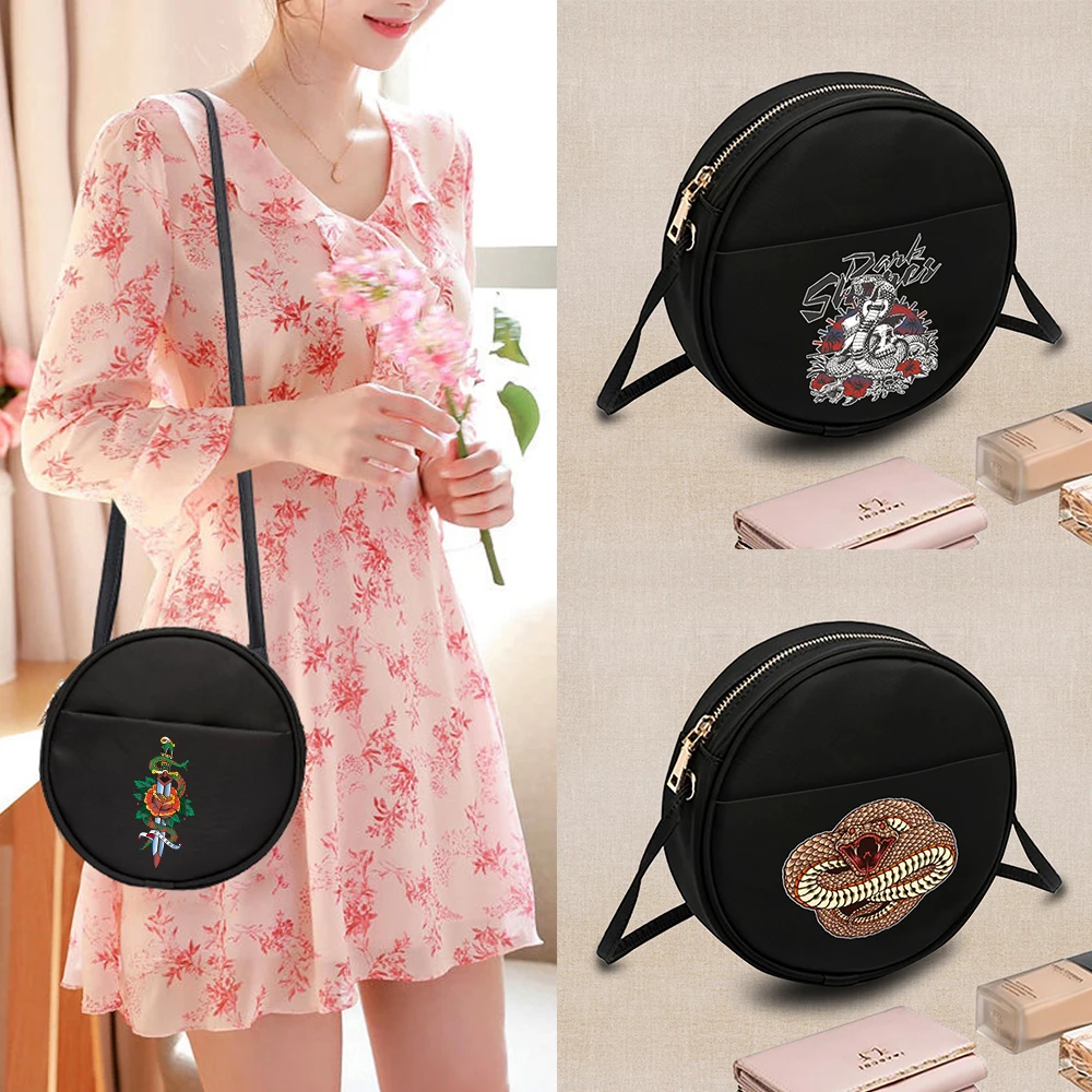 2026 New Women Round Crossbody Bag Cosmetic Organizer Handbags Commuting Single Shoulder Pack Coin Purse Cobra Series