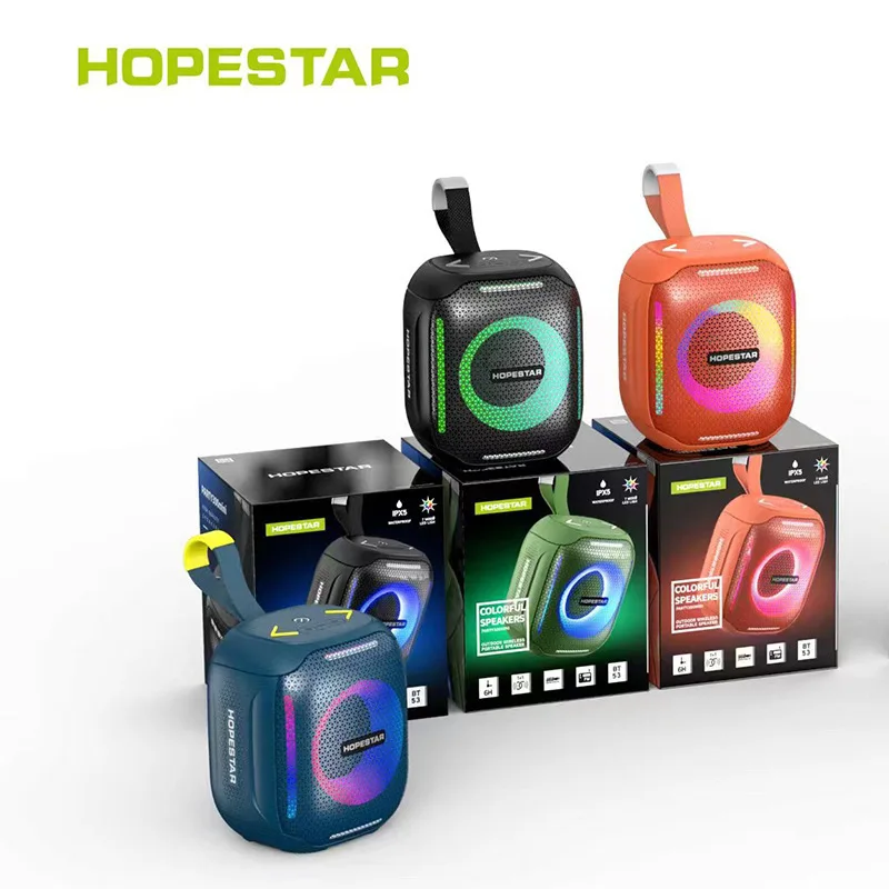 Hopestar Party300Mini Outdoor Cycling Wireless Speakers Led Light Bluetooth Tws SoundBox Portable Waterproof Subwoofer FM Radio