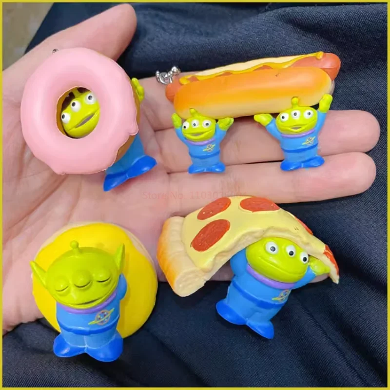 5cm Disney Anime Toy Story Mini Pvc Action Figure Alien Hot Dogs Pizza Donuts Kawaii Doll Model Keychain Decor Kids Xmas Gifts