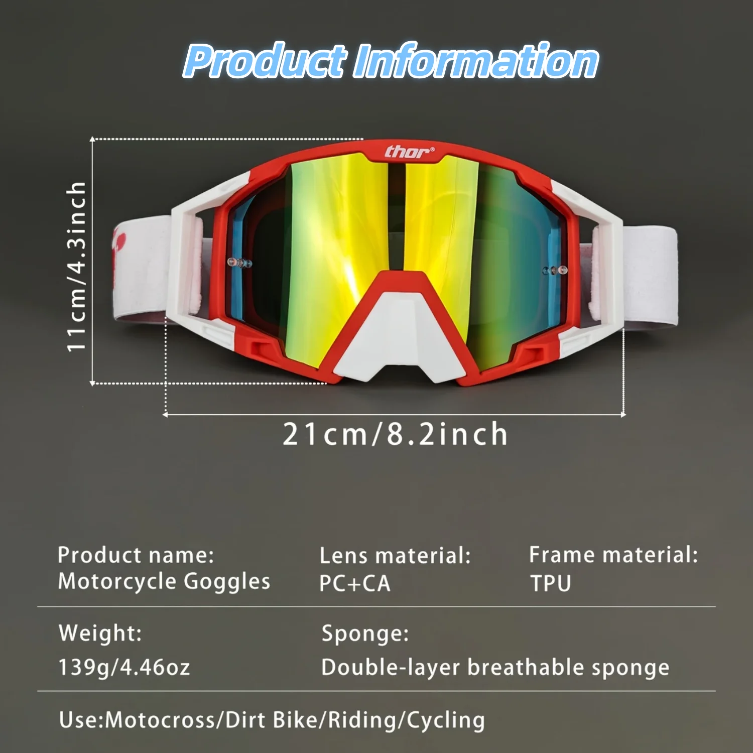 Professional HD Vision Motocross Goggles Wind Dust Proof UV400 Eyewear for Rally Racing Off-Road And Outdoor Cycling Sports