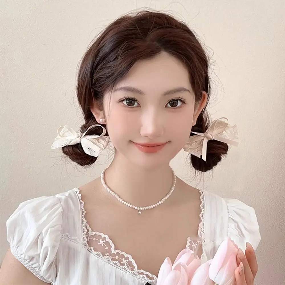女の子のためのレースの弓のヘアクリップ,小さな白いヘアピン,魅惑的なヘアアクセサリー,ファッション