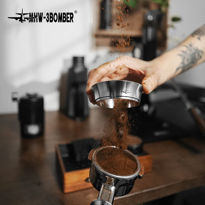 MHW-3BOMBER Espresso Koffie Doseertrechter Compatibel 51/53/54/58mm Filterhouder Rvs Koffie Doseerring Barista Gereedschap