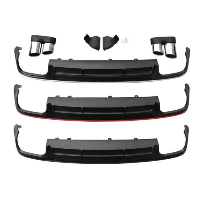 

New Arrival ABS Material Rear Diffuser with Tail Pipe For Audi A6 2019-2021 Facelift S6 Style Rear Bumper Diffuse