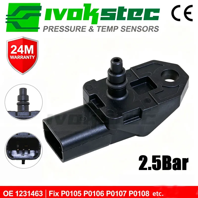 Manifold Turbo Boost Pressure MAP Sensor For Peugeot 1007 206 207 306 307 308 406 407 508 607 807 Expert Partner 1.6 16V 1231463