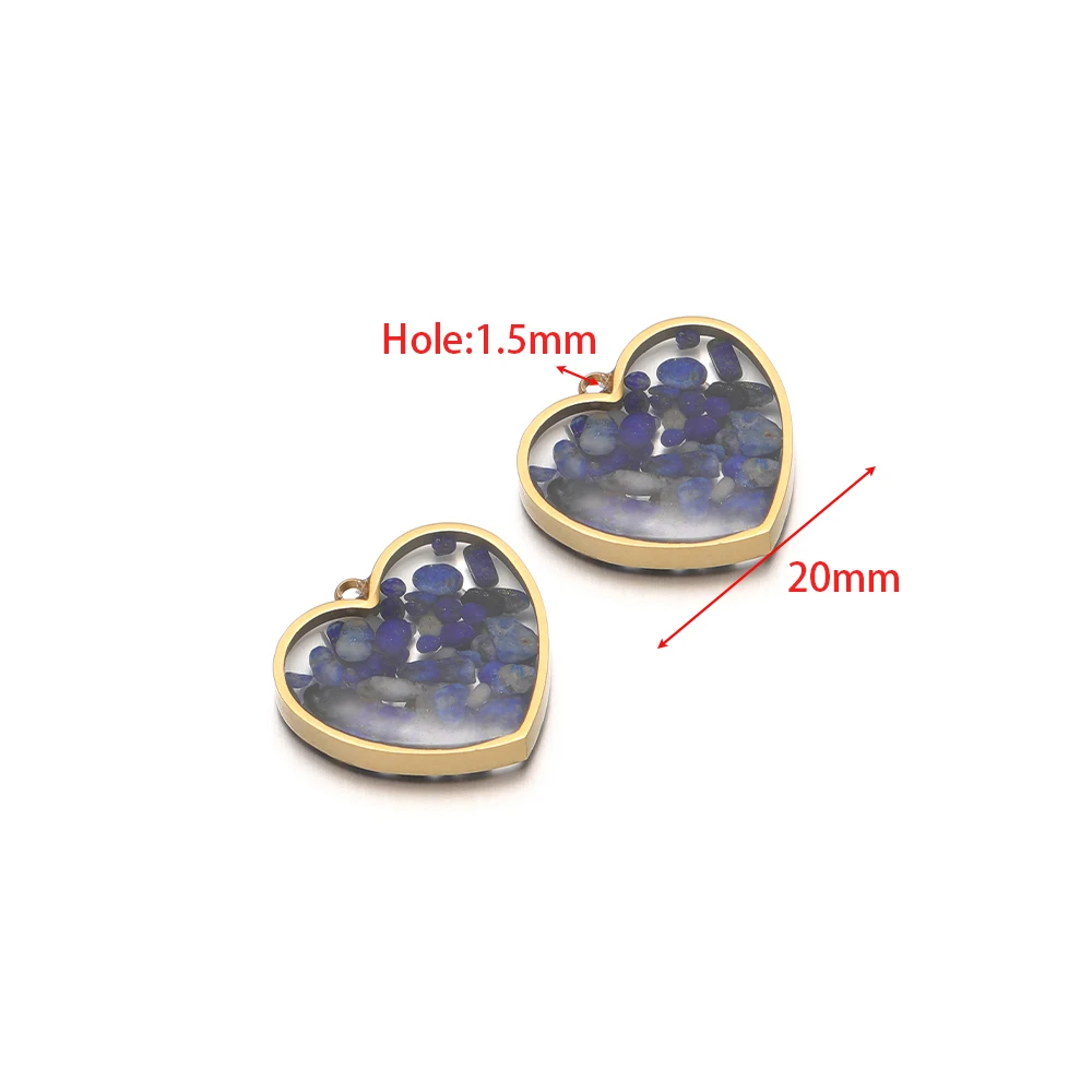 4 قطع الفولاذ المقاوم للصدأ القلب الأحجار الكريمة سحر المعلقات الراتنج شفافة السائبة DIY بها بنفسك صنع المجوهرات قلادة سوار الديكور