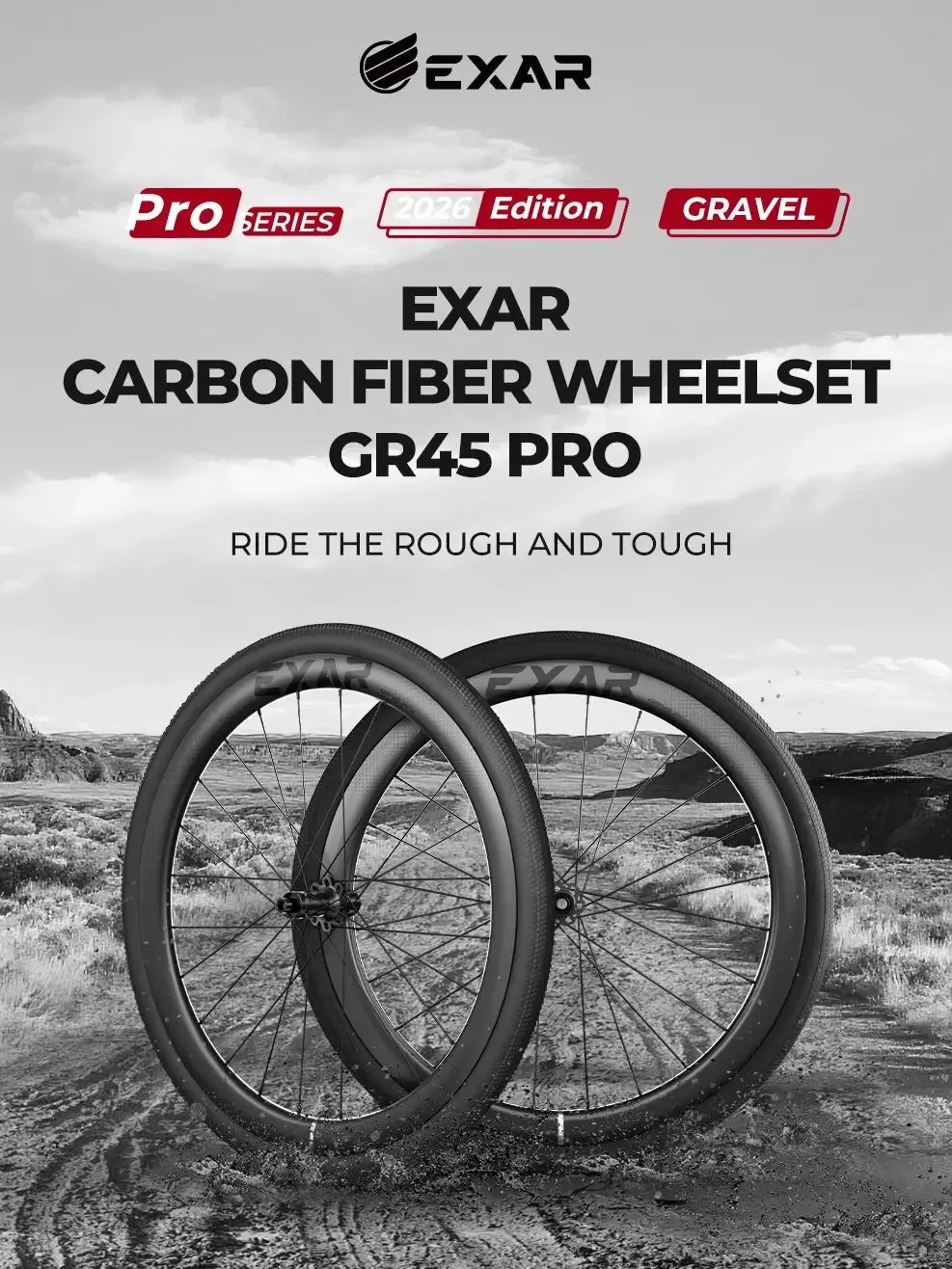 

EXAR Carbon Fiber Lightweight Bike Wheels GR45 PRO Disc Brake for Gravel Flat Engagement Ratchet Bicycle Wheels