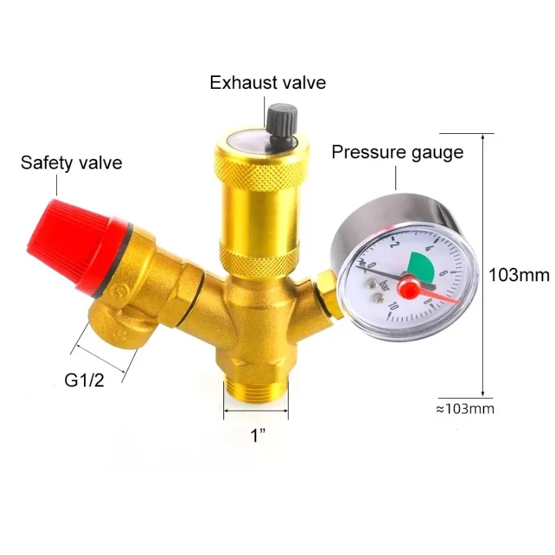 1/2" 3/4" 1" BSP Female Male Thread Brass Safety Release Valve Pressure Drain Relief Valve for Solar Water Heater