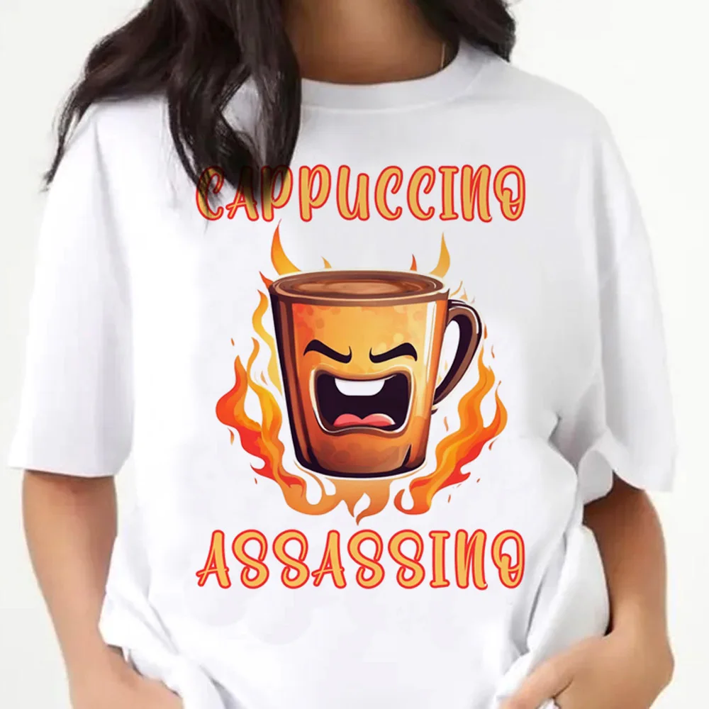 Cappuccino Assassino t shirt female grunge 80s y2k Psychedelic shirt harajuku japan cute emo gyaru